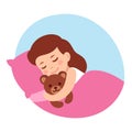 Sleeping girl with teddy bear Royalty Free Stock Photo