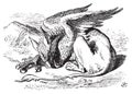 The Sleeping Gryphon - Alice in Wonderland original vintage engraving