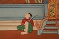 Sleeping guard, Thai mural painting Royalty Free Stock Photo