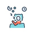 Color illustration icon for Sleeping, bedtime and sleep