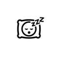 Sleeping icon. Pillow. Sleep. An image of a person having a dreamful slumber in bed on a pillow with some sleeping sound. Rest,