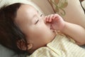 Sleeping Japanese baby girl Royalty Free Stock Photo