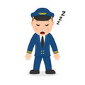 Sleeping Jet Pilot Cartoon Character