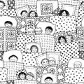 Sleeping kids seamless pattern