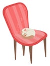 Armchair with Sleeping Cat, Sleepy Kitten Vector