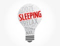 Sleeping light bulb word cloud collage, concept background