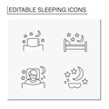 Sleeping line icons set