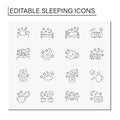 Sleeping line icons set