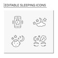 Sleeping line icons set