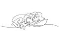 Sleeping little girl with bear Vector illustration