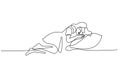 Sleeping a little girl. Vector line illustration