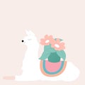 Sleeping llama and flowers