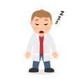 Sleeping Male Doctor Cartoon Character