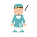 Sleeping Male Surgeon Cartoon Character