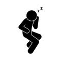 Sleeping man icon, human body silhouette isolated