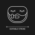 Sleeping mask and earplugs white linear icon for dark theme