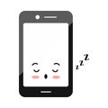 Sleeping mode mobile phone emoji icon isolated on white background.