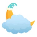 Sleeping moon icon cartoon . Kid cradle