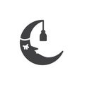 Sleeping moon in nightcap vector icon