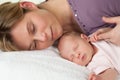 Sleeping mother and baby Royalty Free Stock Photo