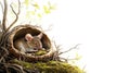 Sleeping mouse nestled in a cozy nest among moss and delicate foliage. Generative AI Royalty Free Stock Photo