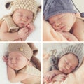 Sleeping newborn baby in a knitted hat Royalty Free Stock Photo