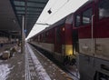 Sleeping night train on end of long way in Presov