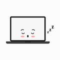 Sleeping off laptop cute emoji vector icon isolated on white background. Royalty Free Stock Photo