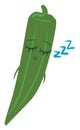 Sleeping okra, vector or color illustration