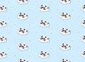 Sleeping Panda on a White Cloud Vector Seamless Pattern. Cute Baby Print on a Blue Background. Royalty Free Stock Photo