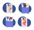 Sleeping people 2D vector isolated illustrations set Royalty Free Stock Photo