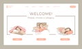 Sleeping people landing page concept. Sleeping correction, sweet dreams web banner template.