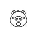 Sleeping piggy face emoticon line icon