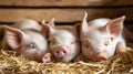 sleeping piglets, AI generated Royalty Free Stock Photo