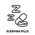 Sleeping pill icon or logo in modern line style. Royalty Free Stock Photo