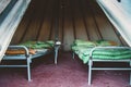 Sleeping places in a tourist tent, a teepee