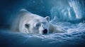 Peaceful Polar Bear Sleeping in Snowy. Royalty Free Stock Photo