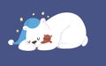 Sleeping polar white bear vector animal cute beauty character funny style pose celebrate Xmas holiday or New Year time