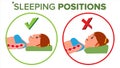 Sleeping Position Vector. Correct Spine Sleeping Position. Neck Pose. Health Body. Orthopedic. Isolated Flat