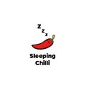 Sleeping red hot chilli pepper logo icon cartoon comic style icon mascot Royalty Free Stock Photo