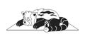 Sleeping red panda monochromatic flat vector character