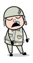 Sleeping and Running Nose - Cute Army Man Cartoon Soldier Vector Illustration