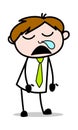 Sleeping and Running Nose - Office Salesman Employee Cartoon Vector Illustration