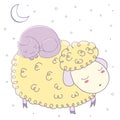 Sleeping sheep and cat