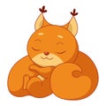 Sleeping Squirrel Cartoon Vector Illustration