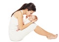 sleeping sweet baby lying on hands mom Royalty Free Stock Photo