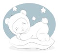 Sleeping sweet little baby coloring book Royalty Free Stock Photo