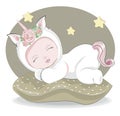 Sleeping sweet little baby unicorn