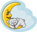 Sleeping teddy bear on the moon Royalty Free Stock Photo