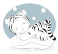 Sleeping tiger baby coloring book Royalty Free Stock Photo